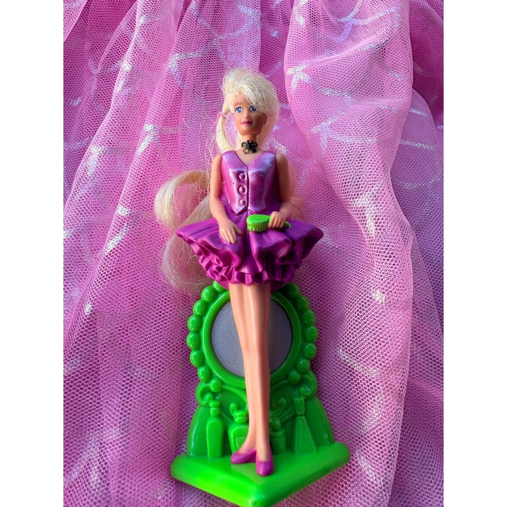 Vintage 1995 Mattel Barbie McDonalds Happy Meal Figure Purple Dress Vanity WS 11